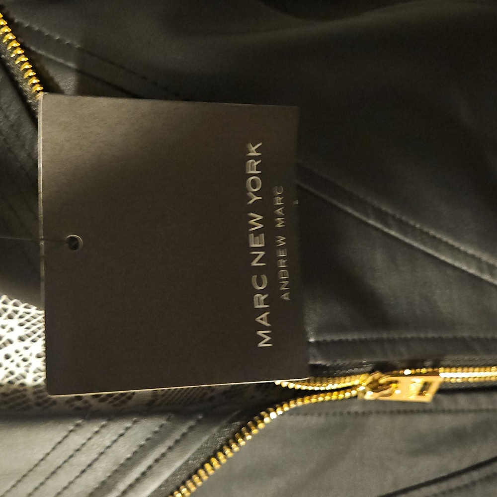 Marc New York Black Faux Leather Biker Jacket sz Small - Picture 9 of 13